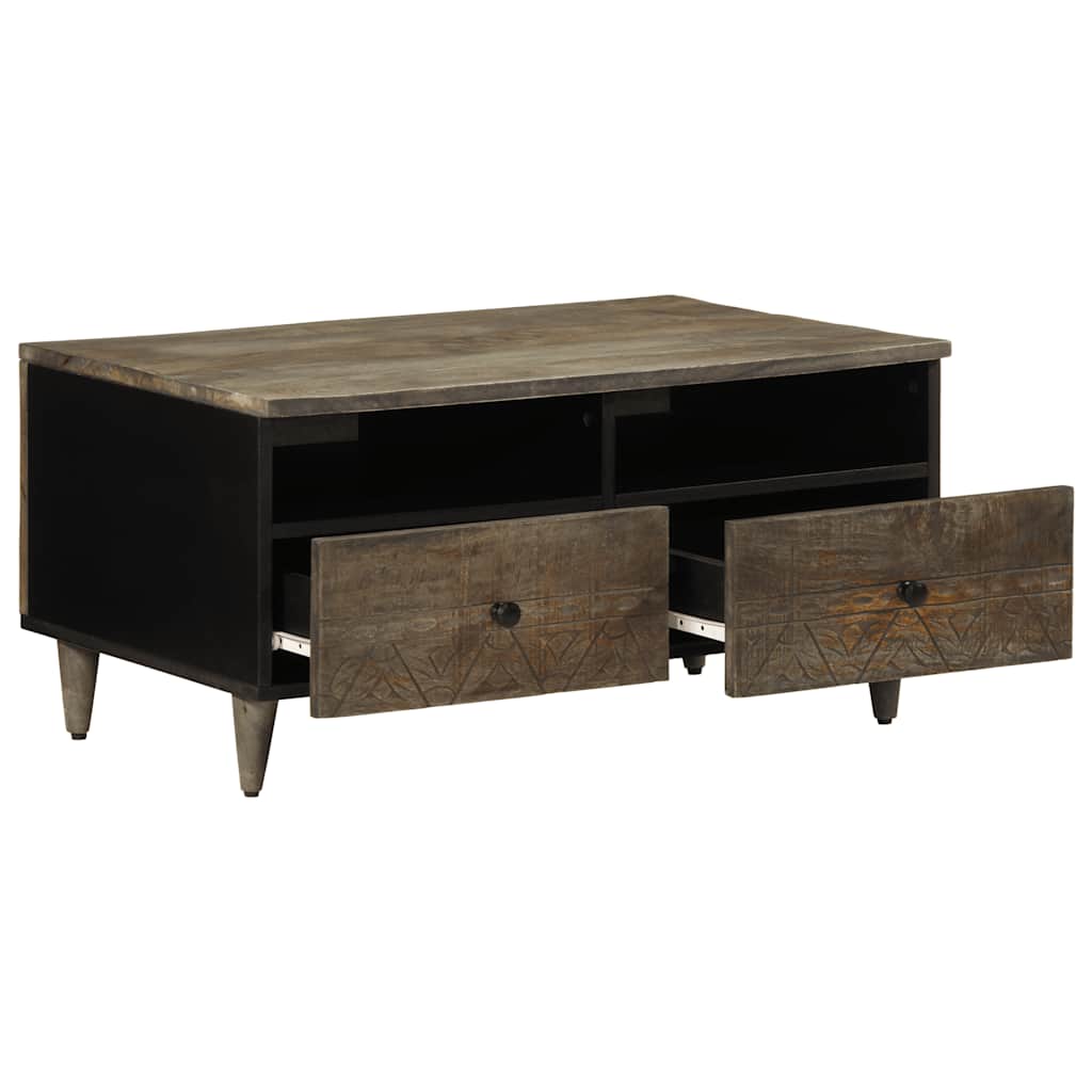 vidaXL Table basse gris clair 80x54x40 cm Bois de manguier massif