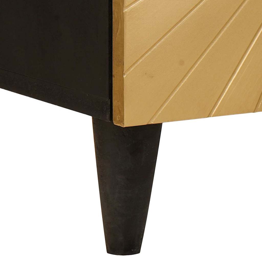 vidaXL Table de chevet Noir et doré 40 x 33,5 x 46 cm Bois d'acacia massif