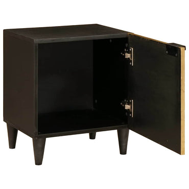 vidaXL Nachttisch Schwarz und Gold 40 x 33,5 x 46 cm Massivholz Akazie