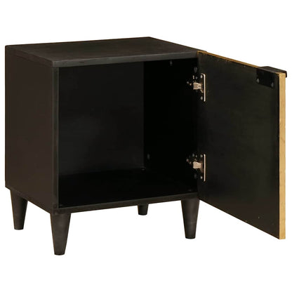 vidaXL Table de chevet Noir et doré 40 x 33,5 x 46 cm Bois d'acacia massif