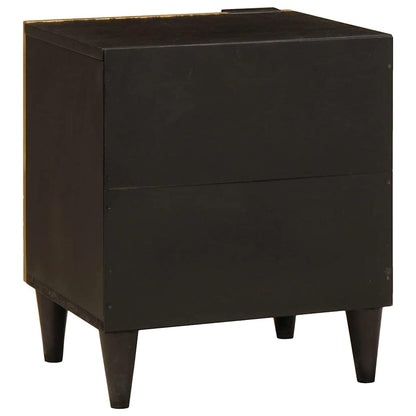 vidaXL Table de chevet Noir et doré 40 x 33,5 x 46 cm Bois d'acacia massif