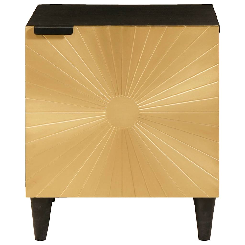 vidaXL Table de chevet Noir et doré 40 x 33,5 x 46 cm Bois d'acacia massif
