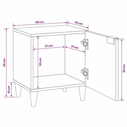 vidaXL Table de chevet Noir et doré 40 x 33,5 x 46 cm Bois d'acacia massif