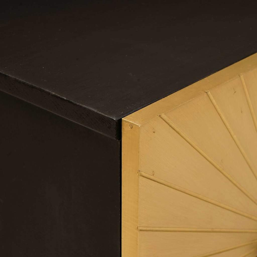 vidaXL Table de chevet Noir et doré 40 x 33,5 x 46 cm Bois d'acacia massif