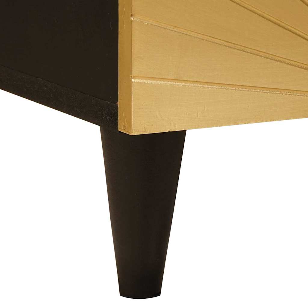 vidaXL Table de chevet Noir et doré 40 x 33,5 x 46 cm Bois d'acacia massif