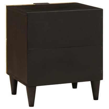 vidaXL Table de chevet Noir et doré 40 x 33,5 x 46 cm Bois d'acacia massif