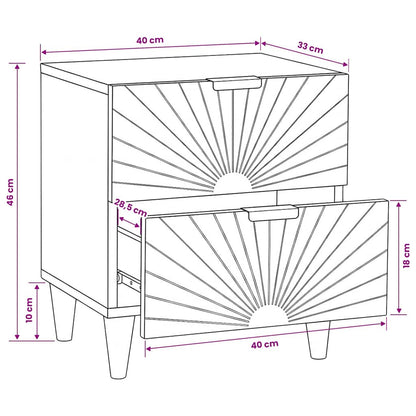 vidaXL Table de chevet Noir et doré 40 x 33,5 x 46 cm Bois d'acacia massif