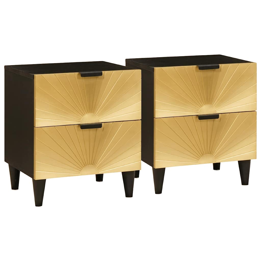 vidaXL Nachttisch 2 pcs Schwarz und Gold 40 x 33,5 x 46 cm
