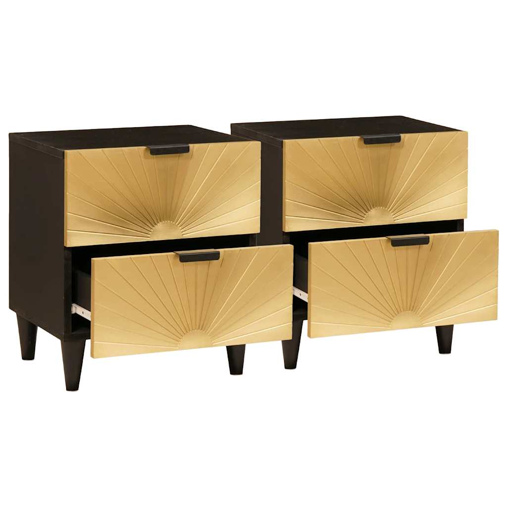vidaXL Nachttisch 2 pcs Schwarz und Gold 40 x 33,5 x 46 cm