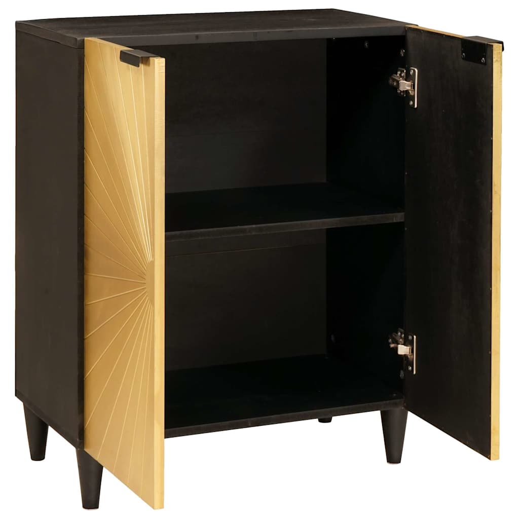 vidaXL Sideboard Schwarz und Gold 60 x 33 x 75 cm Massivholz Mango