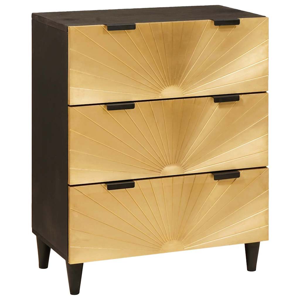 vidaXL Sideboard Schwarz und Gold 60 x 33 x 75 cm Massivholz Mango