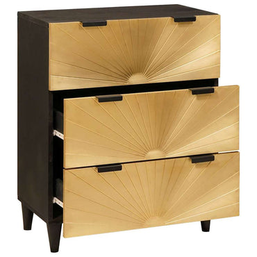 vidaXL Sideboard Schwarz und Gold 60 x 33 x 75 cm Massivholz Mango