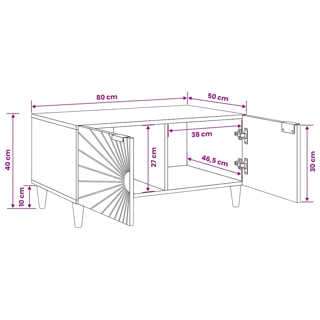 vidaXL Table basse 80 x 50 x 40 cm Bois de manguier massif
