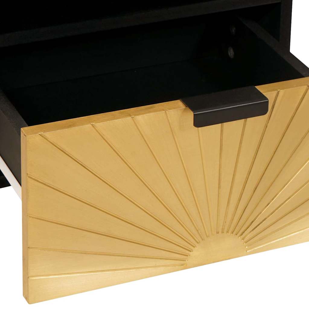 vidaXL Nachttisch Schwarz und Gold 40 x 33 x 46 cm Massivholz Akazie