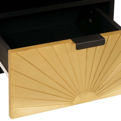 vidaXL Nachttisch Schwarz und Gold 40 x 33 x 46 cm Massivholz Akazie