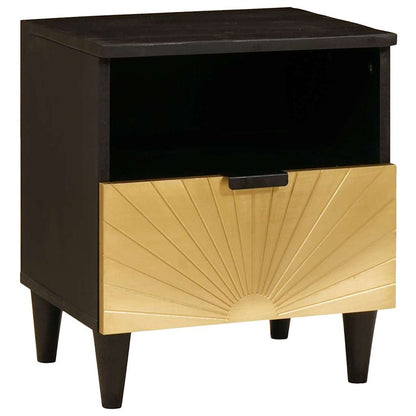 vidaXL Nachttisch Schwarz und Gold 40 x 33 x 46 cm Massivholz Akazie