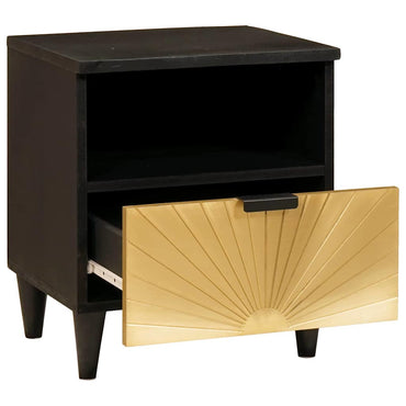 vidaXL Nachttisch Schwarz und Gold 40 x 33 x 46 cm Massivholz Akazie