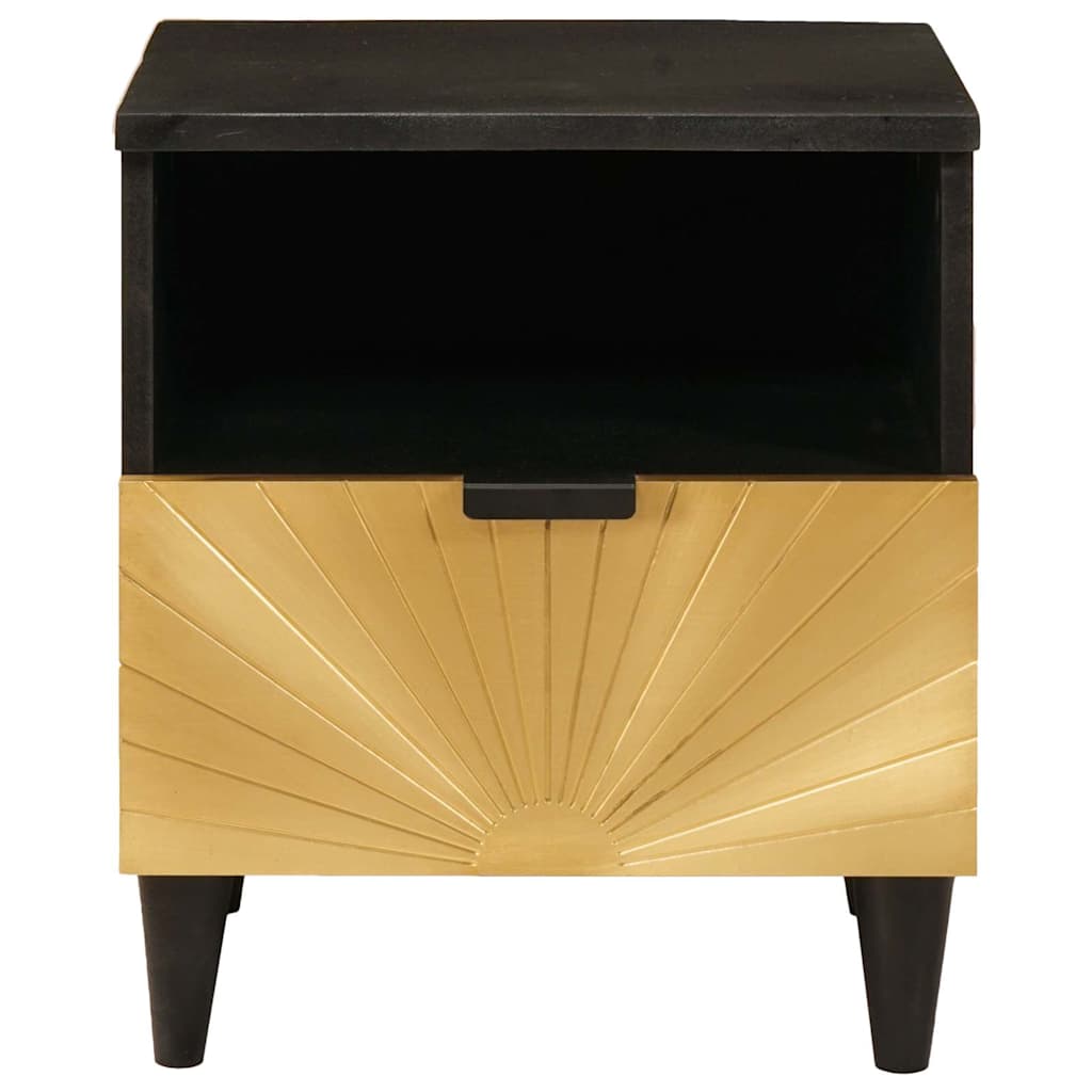 vidaXL Nachttisch Schwarz und Gold 40 x 33 x 46 cm Massivholz Akazie