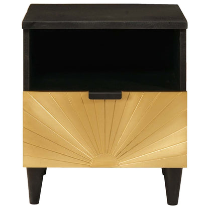 vidaXL Nachttisch Schwarz und Gold 40 x 33 x 46 cm Massivholz Akazie