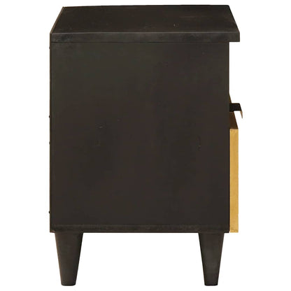 vidaXL Nachttisch Schwarz und Gold 40 x 33 x 46 cm Massivholz Akazie