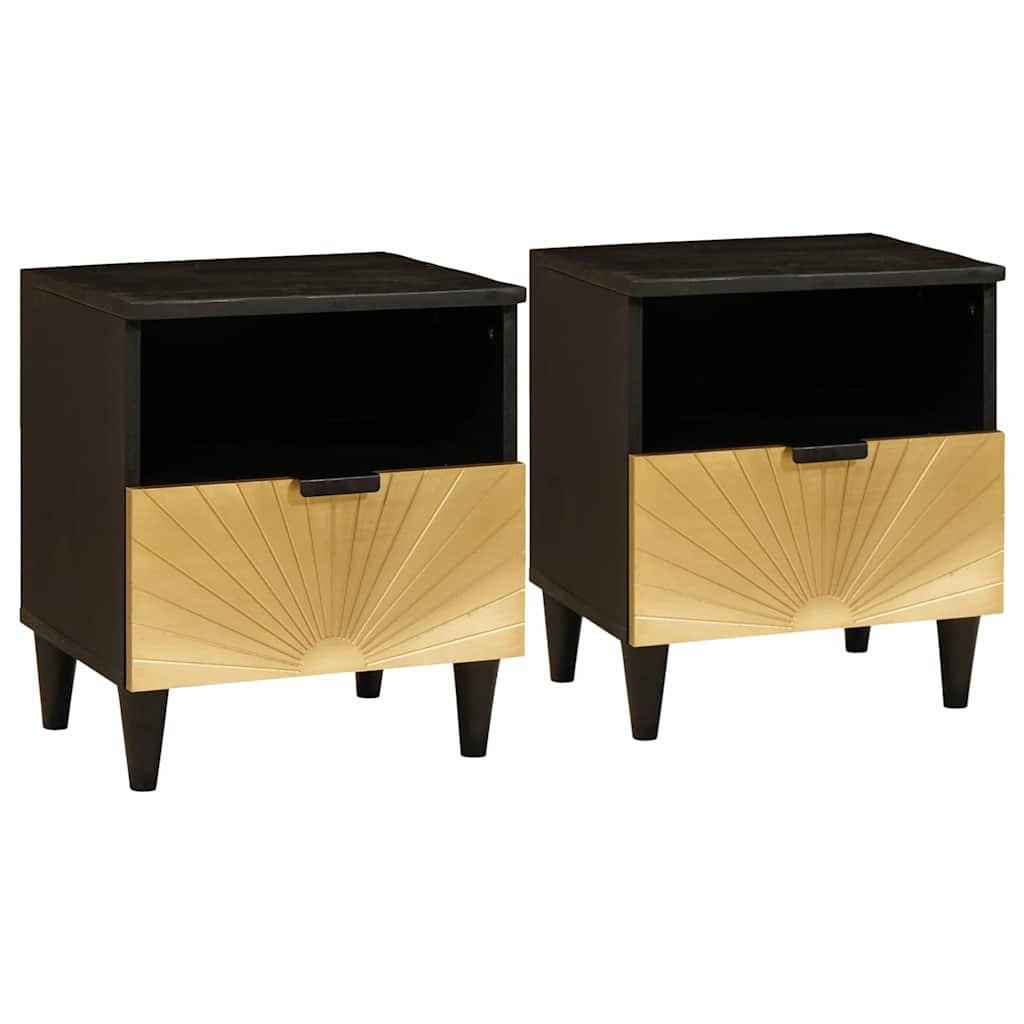 vidaXL Tables de chevet 2 pcs Noir et or 40 x 33 x 46 cm