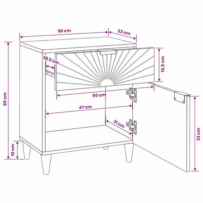 vidaXL Table de chevet avec tiroirs 50 x 33 x 60 cm en bois de manguier massif