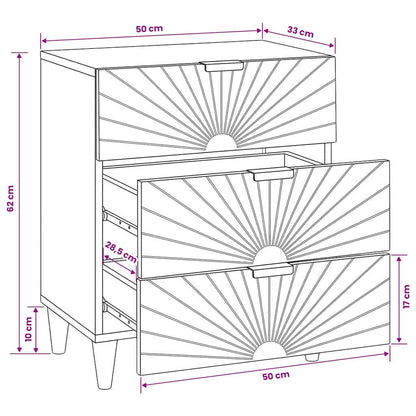 vidaXL Table de chevet avec tiroirs 50 x 33 x 62 cm Bois de manguier massif