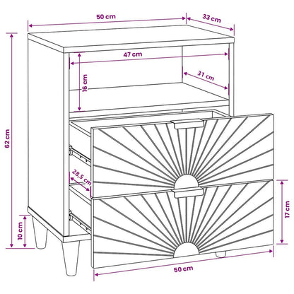 vidaXL Nachttisch mit Schubladen 50 x 33 x 62 cm Massivholz Mango