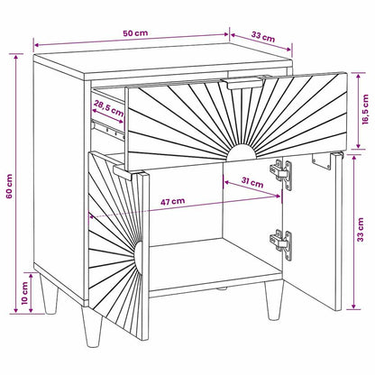vidaXL Table de chevet avec tiroirs 50 x 33 x 60 cm Bois de manguier massif