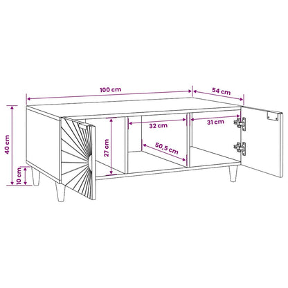 vidaXL Table basse 100 x 54 x 40 cm en bois de manguier massif