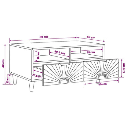 vidaXL Table basse avec tiroirs 80 x 54 x 40 cm Bois de manguier massif