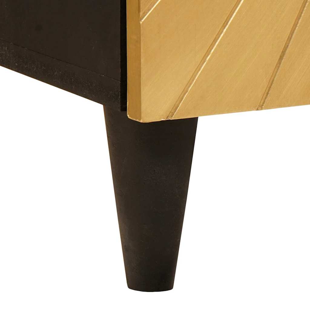 vidaXL Meuble de salle de bain avec étagère Noir et doré 38 x 33 x 58 cm
