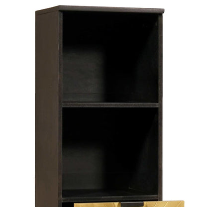 vidaXL Badezimmerschrank mit Regal Schwarz und Gold 38 x 33 x 160 cm
