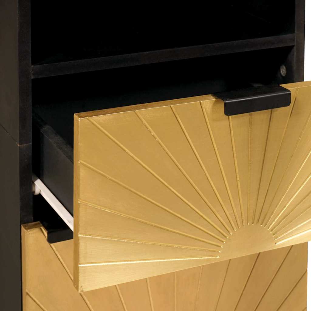 vidaXL Badezimmerschrank mit Regal Schwarz und Gold 38 x 33 x 160 cm