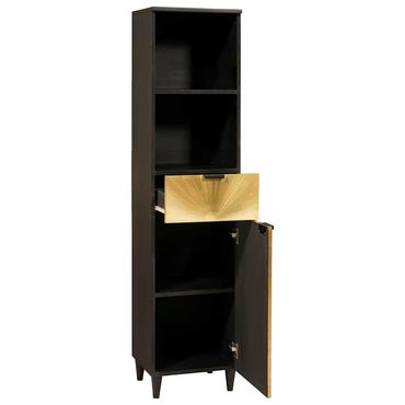vidaXL Meuble de salle de bain avec étagère Noir et doré 38 x 33 x 160 cm