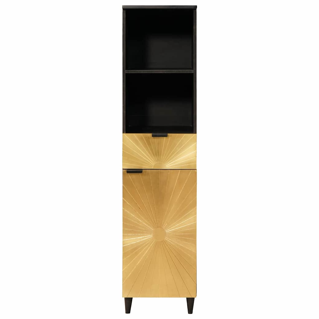 vidaXL Badezimmerschrank mit Regal Schwarz und Gold 38 x 33 x 160 cm
