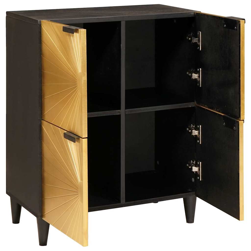 Seitenschrank mit Speicher Schwarz und Gold 60 x 33,5 x 75 cm