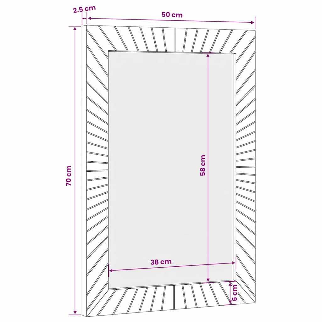 vidaXL Badezimmer Spiegel Schwarz und Gold 50 x 2,5 x 70 cm