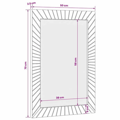 vidaXL Badezimmer Spiegel Schwarz und Gold 50 x 2,5 x 70 cm