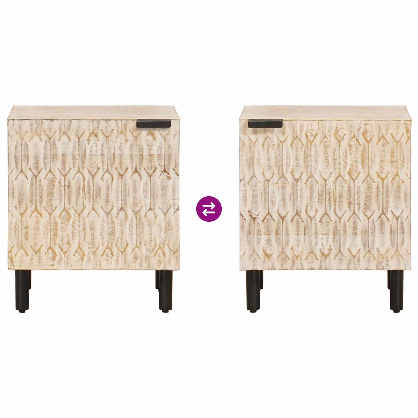 vidaXL Nachttisch Weiß 40 x 33 x 46 cm Massivholz Mango