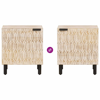 vidaXL Tables de chevet 2 pcs Blanc 40 x 33 x 46 cm Bois de manguier massif