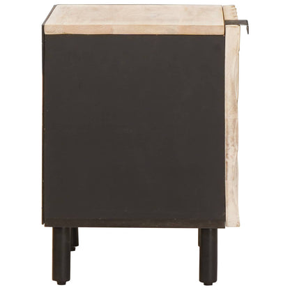 vidaXL Tables de chevet 2 pcs Blanc 40 x 33 x 46 cm Bois de manguier massif