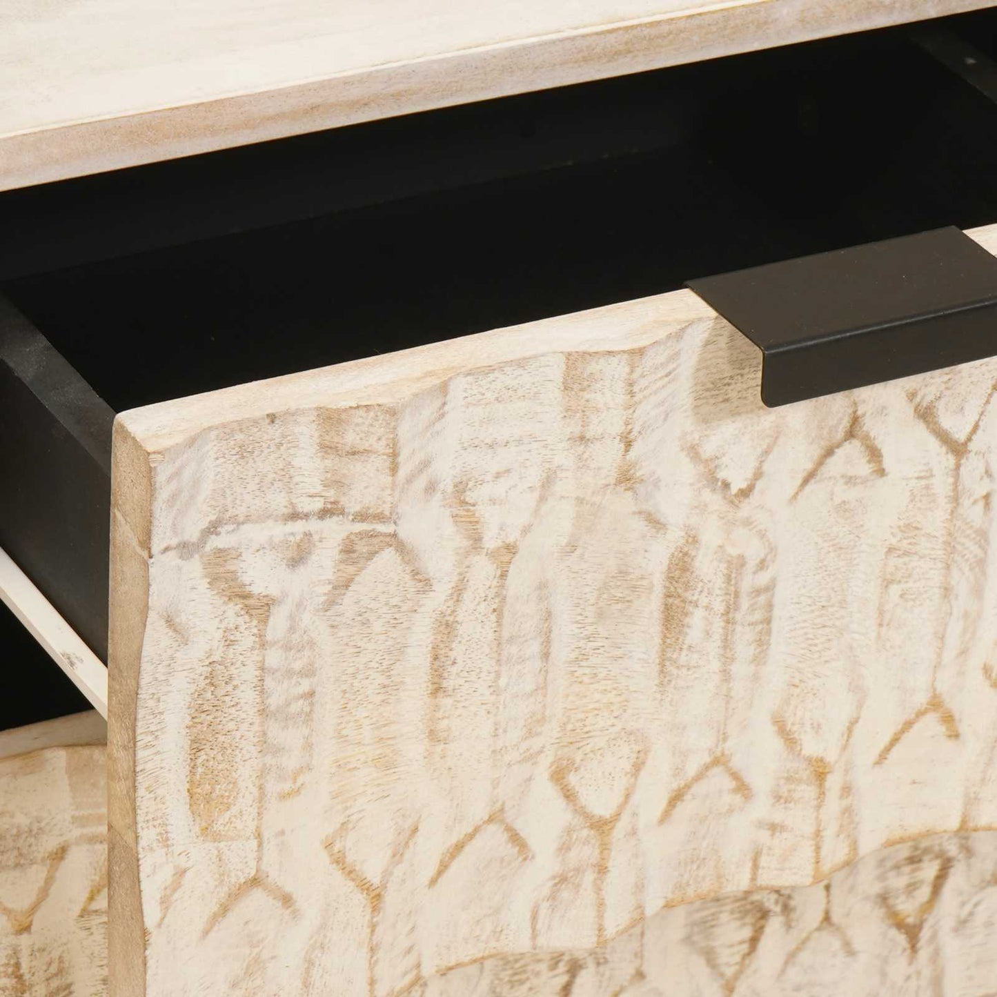 Nachttisch mit Schubladen Weiß 40 x 33 x 46 cm Massivholz Mango