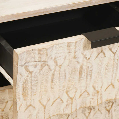 Nachttisch mit Schubladen Weiß 40 x 33 x 46 cm Massivholz Mango