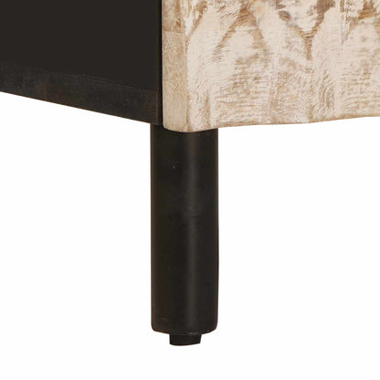 Nachttisch mit Schubladen Weiß 40 x 33 x 46 cm Massivholz Mango