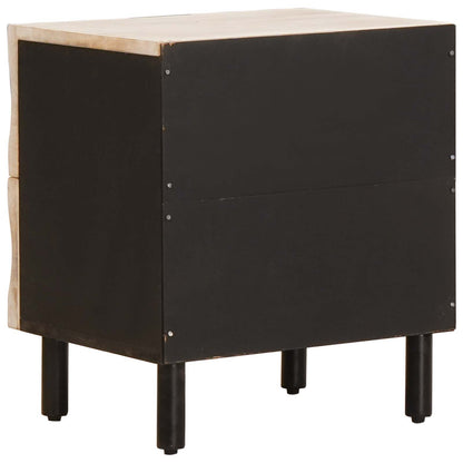 Nachttisch mit Schubladen Weiß 40 x 33 x 46 cm Massivholz Mango