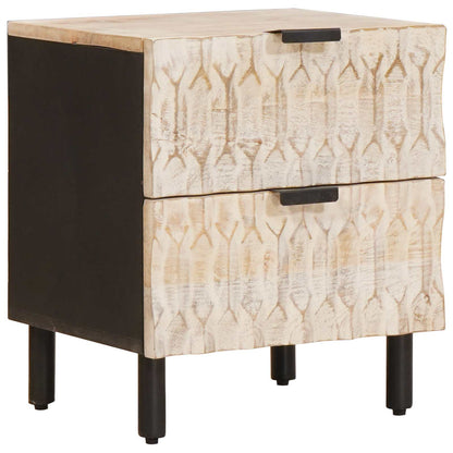 vidaXL Nachttisch 2 pcs Weiß 40 x 33 x 46 cm Massivholz Mango