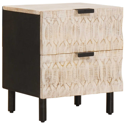 vidaXL Nachttisch 2 pcs Weiß 40 x 33 x 46 cm Massivholz Mango