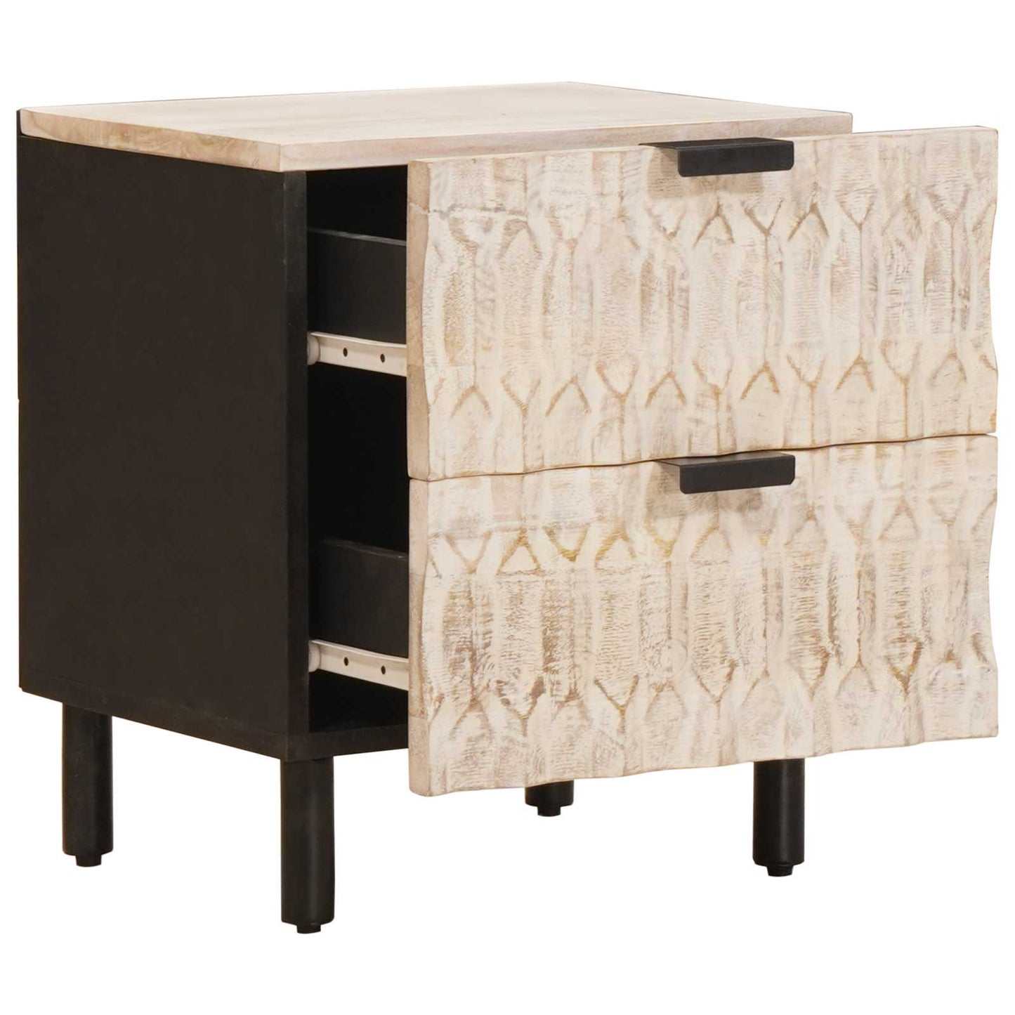 vidaXL Nachttisch 2 pcs Weiß 40 x 33 x 46 cm Massivholz Mango