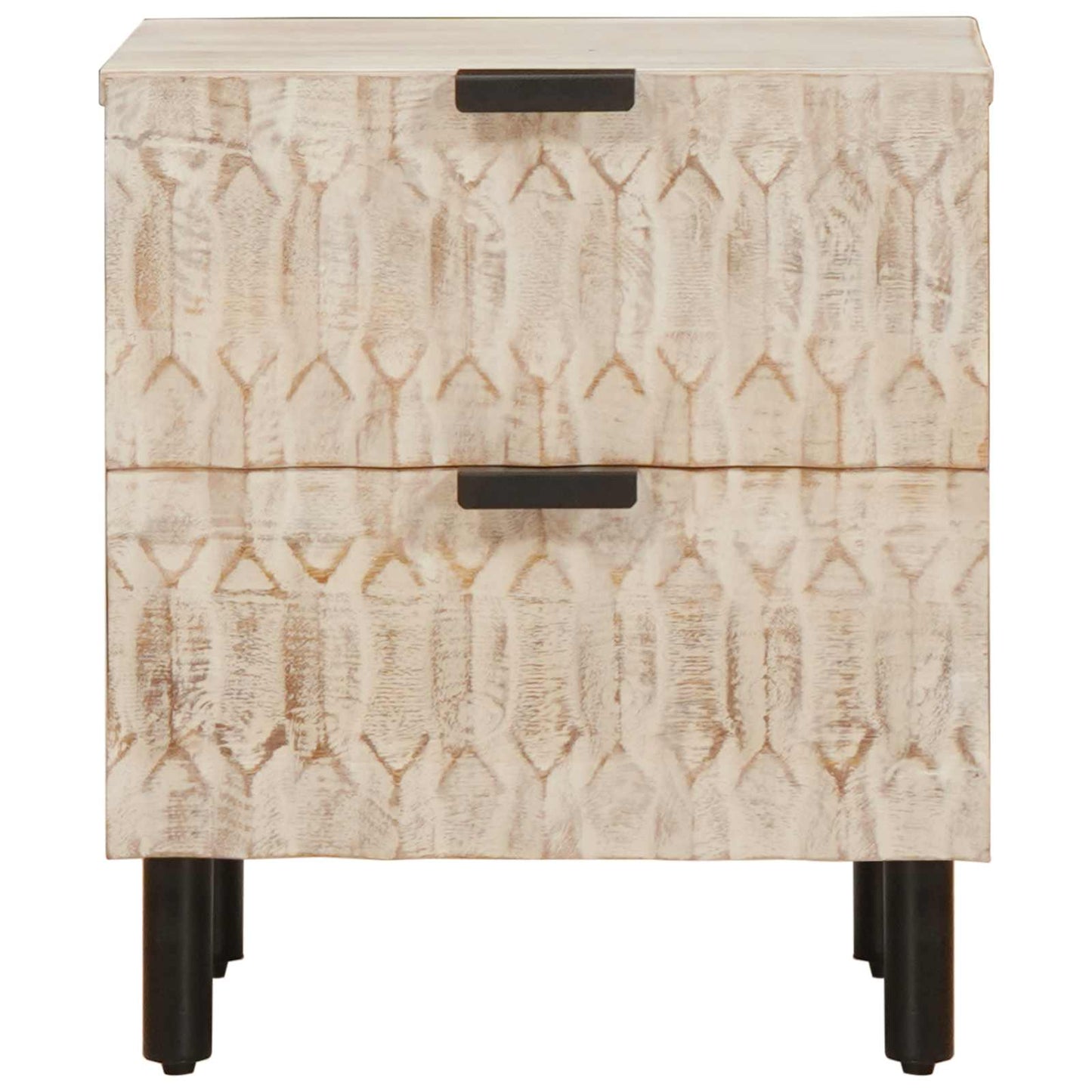 vidaXL Nachttisch 2 pcs Weiß 40 x 33 x 46 cm Massivholz Mango